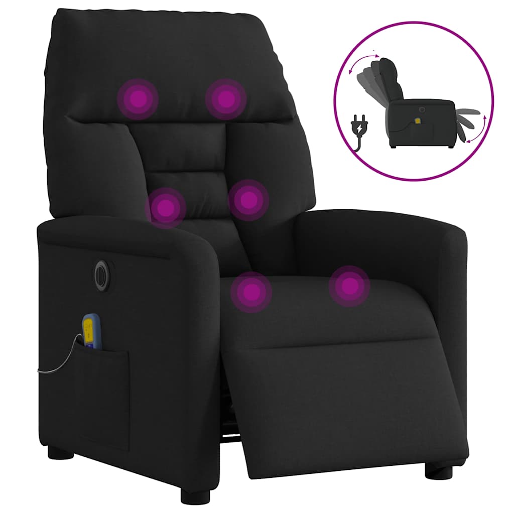 eldrevet massagestol stof sort
