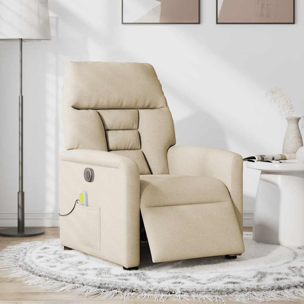 eldrevet massagestol stof cremefarvet