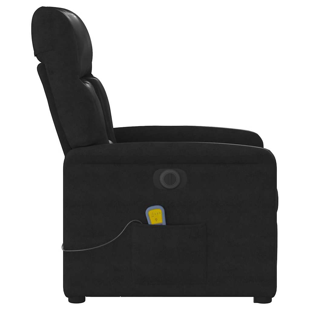 massagestol med løftefunktion mikrofiberstof sort