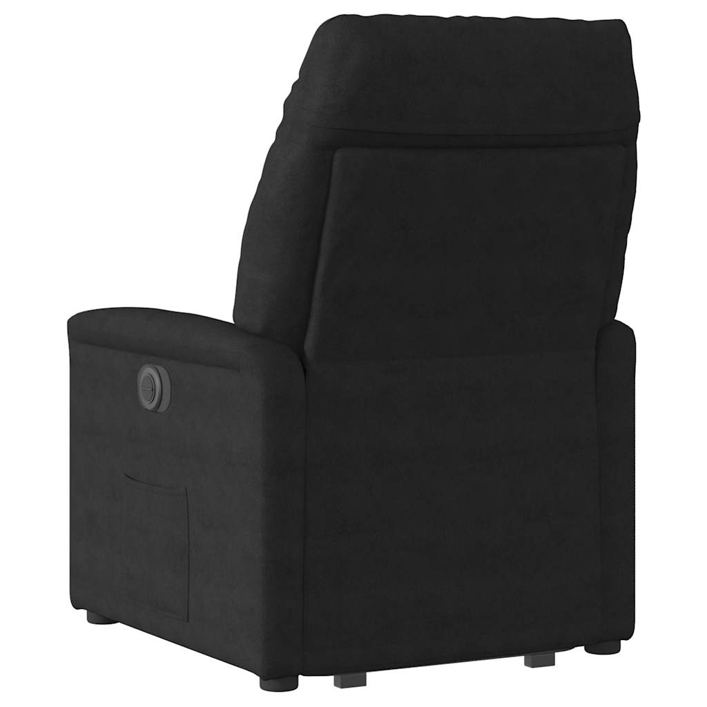 massagestol med løftefunktion mikrofiberstof sort