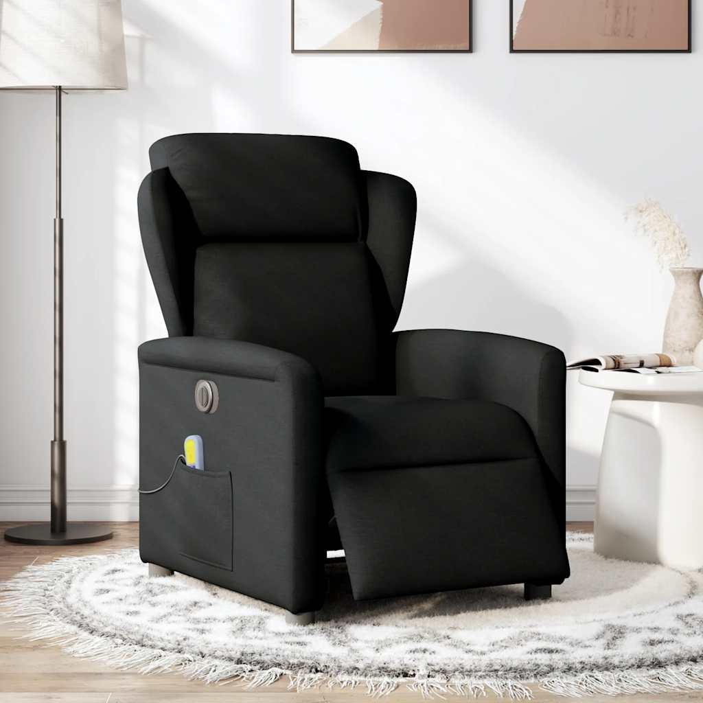 eldrevet massagestol stof sort