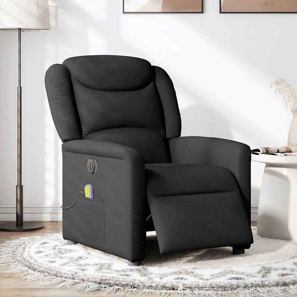 eldrevet massagestol stof sort