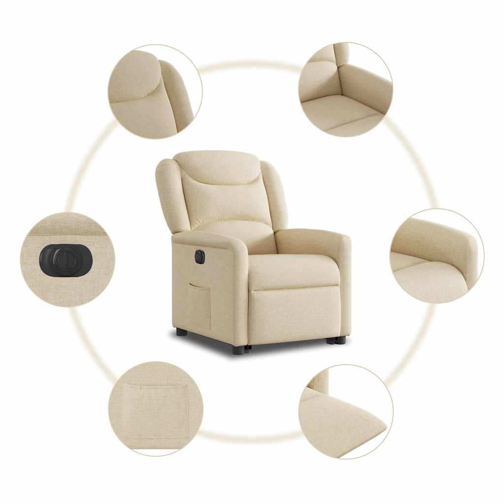 eldrevet lænestol med løftefunktion cremefarvet