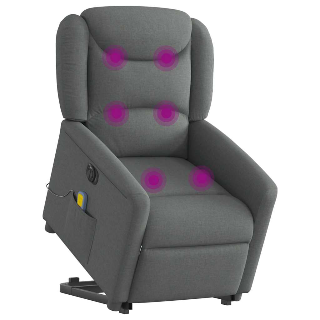 elektrisk massagestol med løftefunktion stof mørkegrå