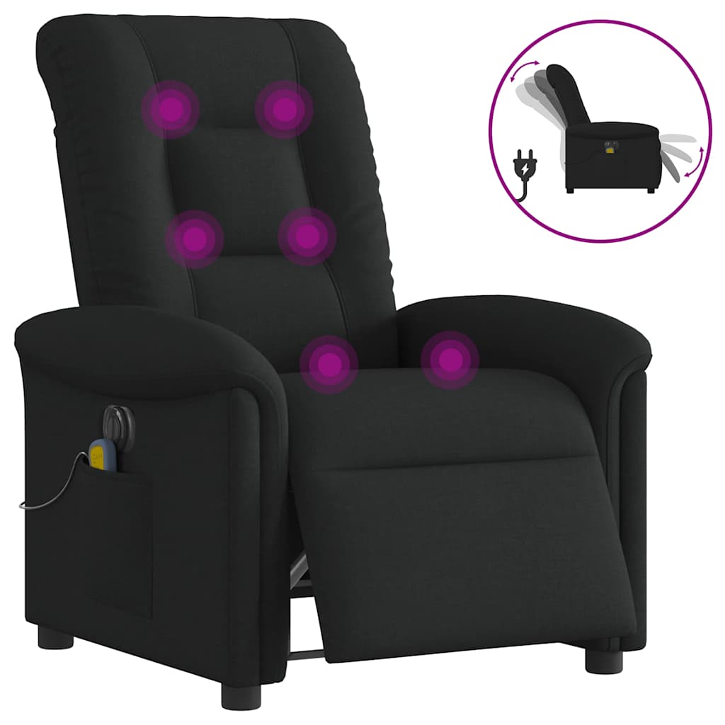 eldrevet massagestol stof sort