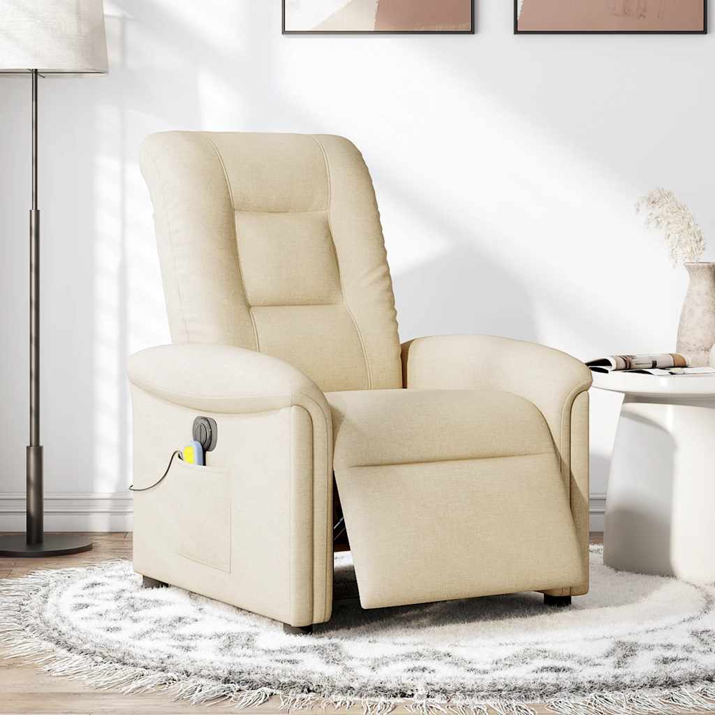 eldrevet massagestol stof cremefarvet