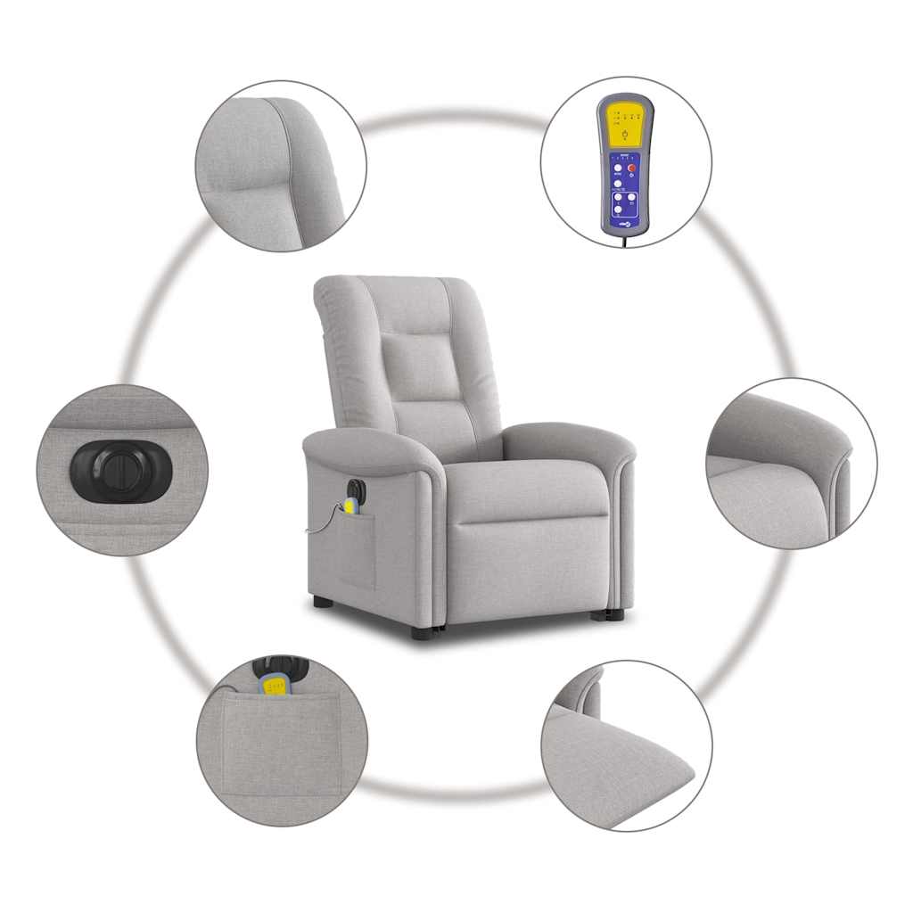 elektrisk massagestol med løftefunktion stof skygrå
