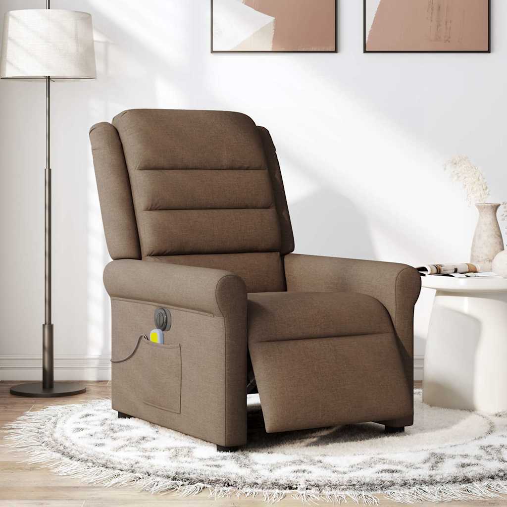 eldrevet massagestol stof brun