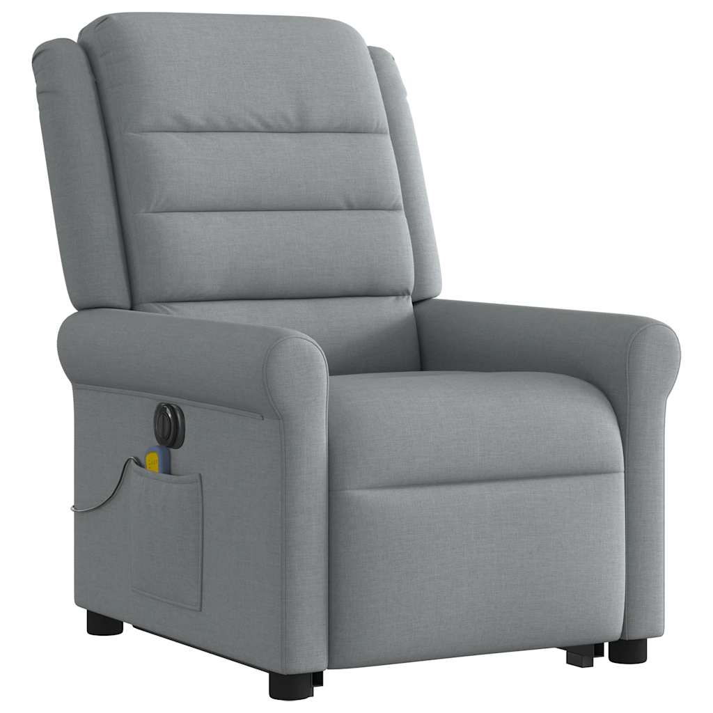 elektrisk massagestol med løftefunktion stof lysegrå