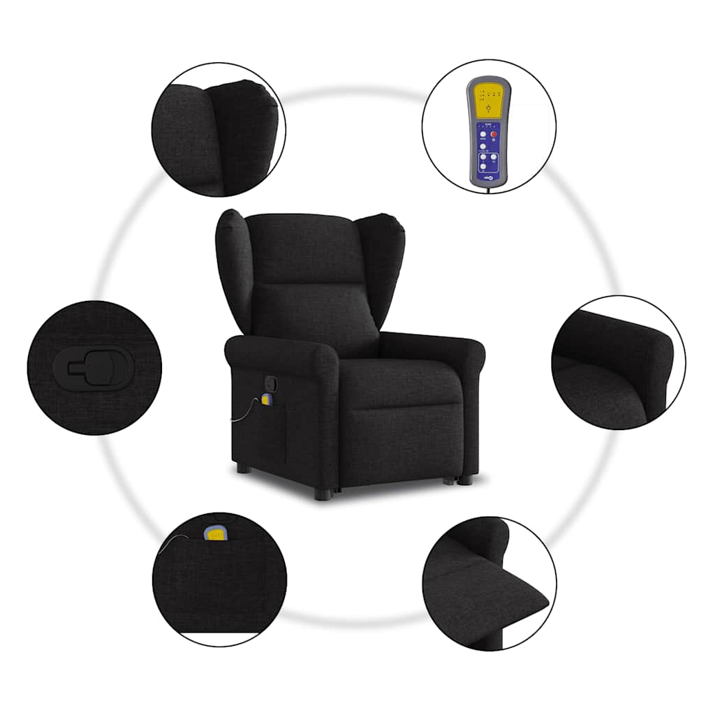 løftestol med massage stof sort