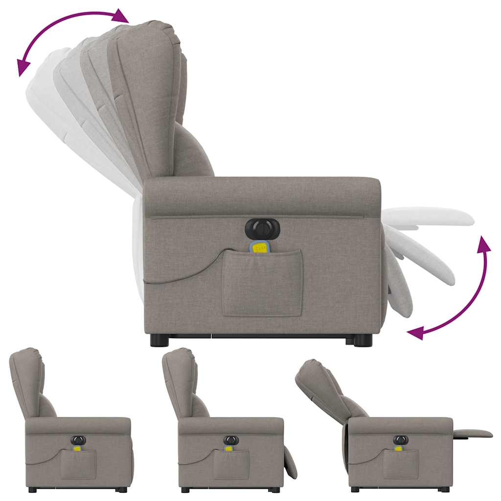 elektrisk massagestol med løftefunktion stof gråbrun