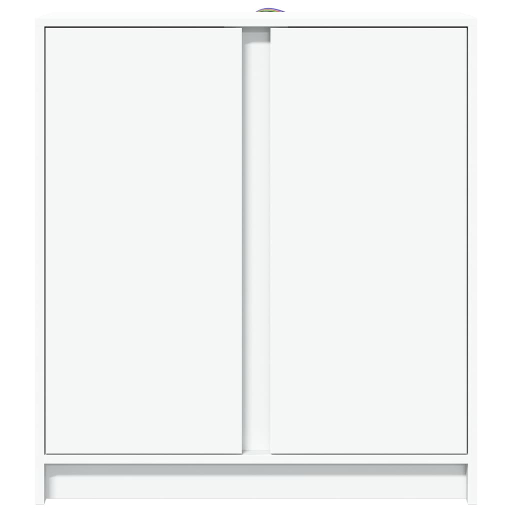 skænk med LED-lys 77x34x85 cm konstrueret træ hvid