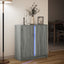 skab med LED-lys 77x34x85 cm konstrueret træ grå sonoma-eg