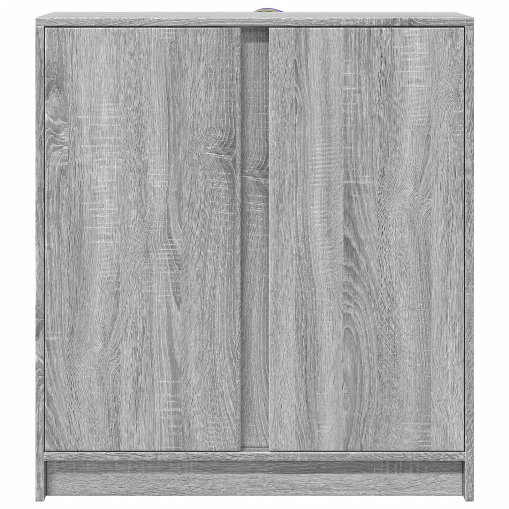 skab med LED-lys 77x34x85 cm konstrueret træ grå sonoma-eg