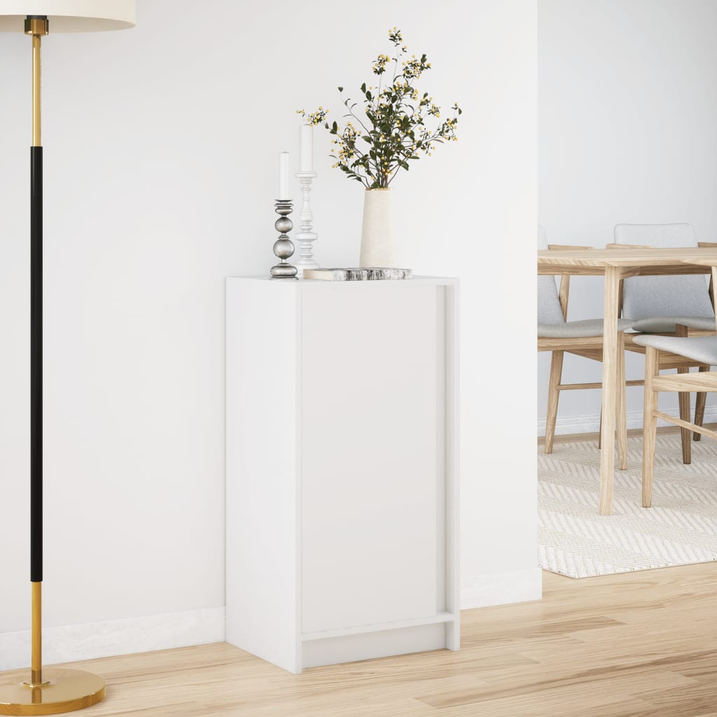 skænk med LED-lys 42,5x34x85 cm konstrueret træ hvid