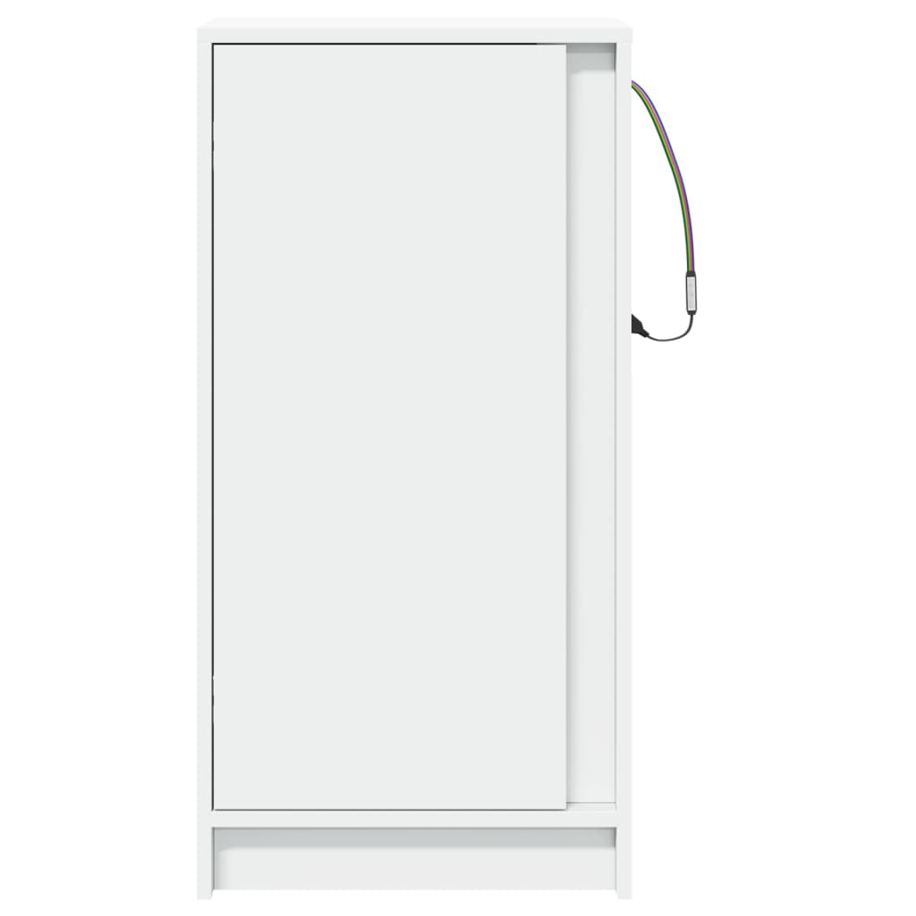 skænk med LED-lys 42,5x34x85 cm konstrueret træ hvid