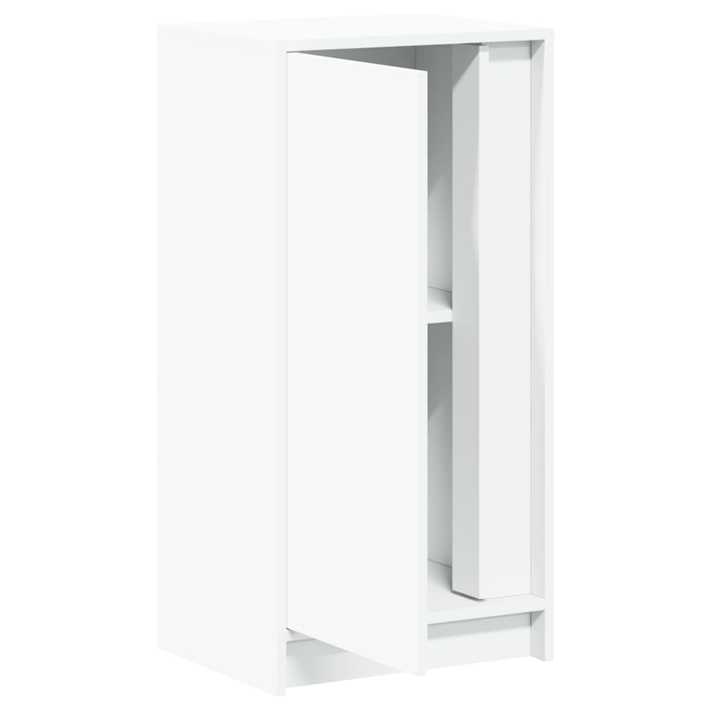 skænk med LED-lys 42,5x34x85 cm konstrueret træ hvid