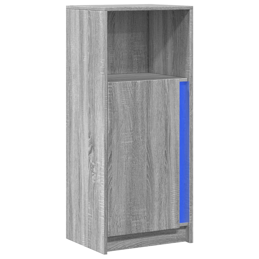 skab med LED-lys 42,5x34x100 cm konstrueret træ grå sonoma-eg
