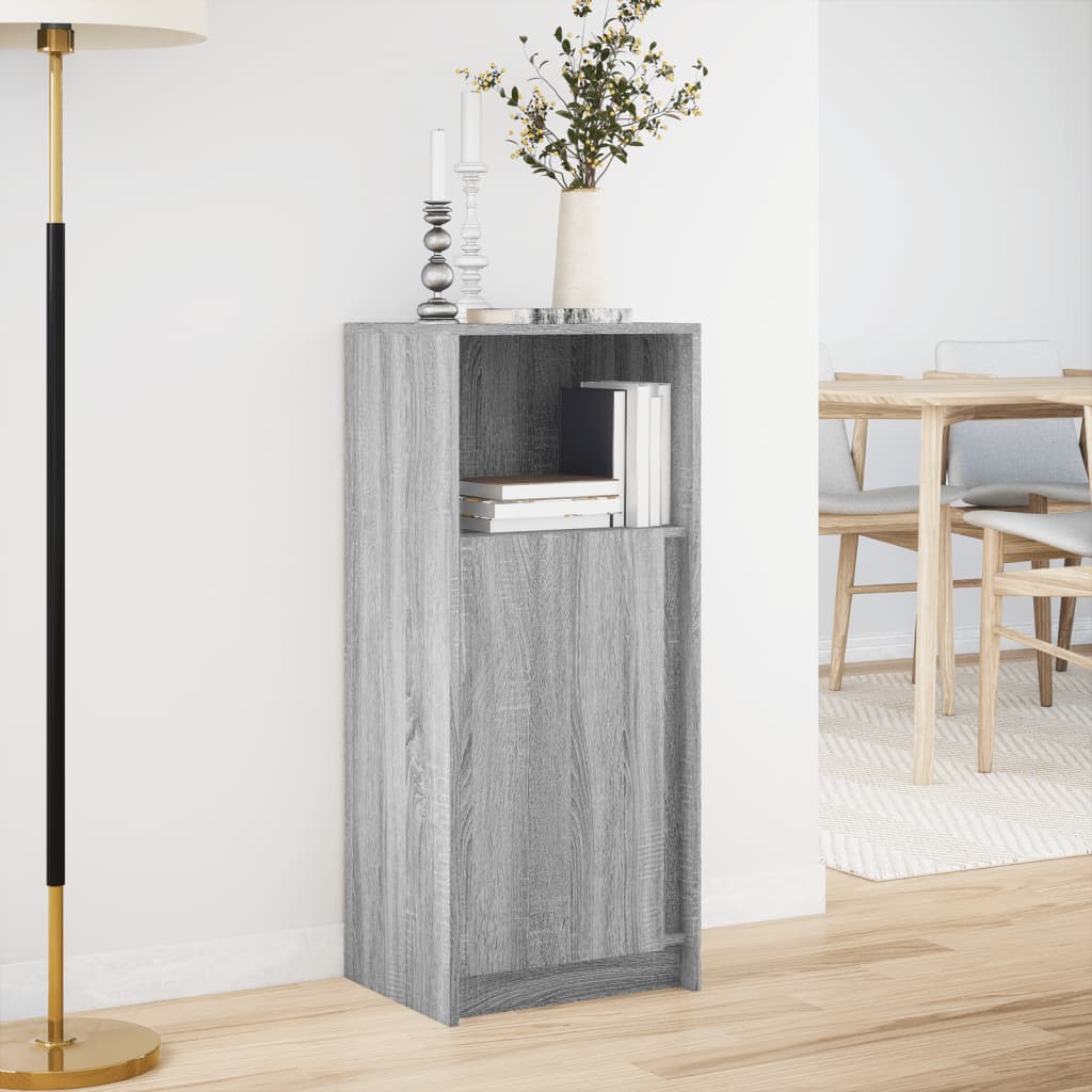 skab med LED-lys 42,5x34x100 cm konstrueret træ grå sonoma-eg