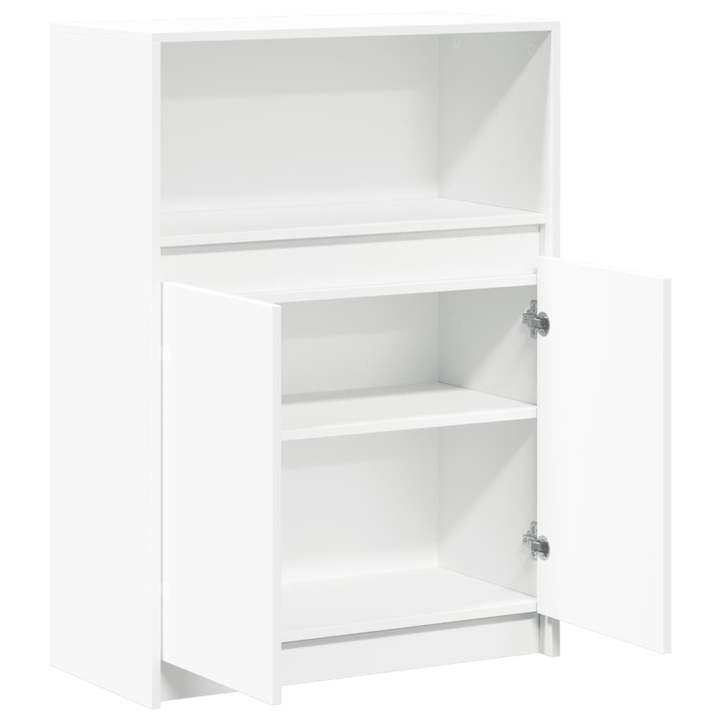 reol med LED 72x34x100 cm konstrueret træ hvid