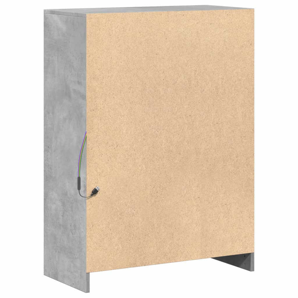skab med LED 72x34x100 cm konstrueret træ betongrå