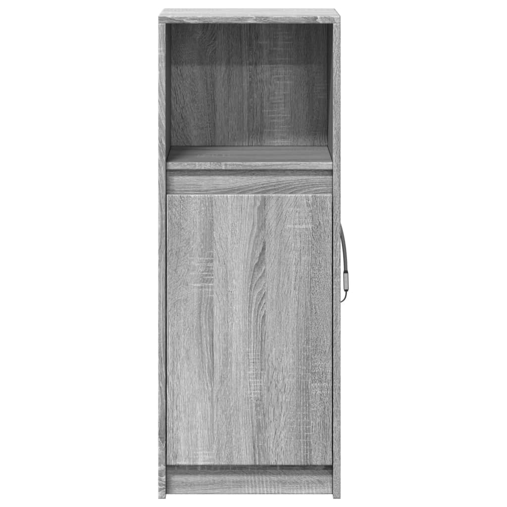 skab med LED 38x34x100 cm konstrueret træ grå sonoma-eg