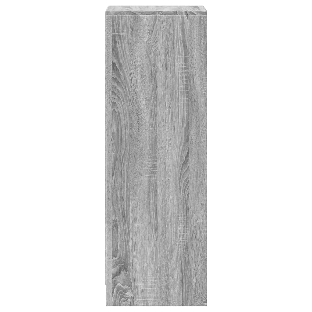 skab med LED 38x34x100 cm konstrueret træ grå sonoma-eg