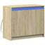skab med LED-lys 72x34x61 cm konstrueret træ røget egetræsfarve