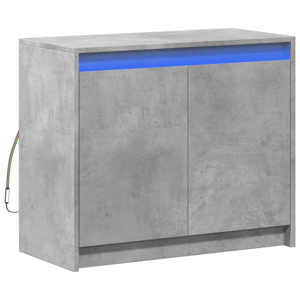skab med LED-lys 72x34x61 cm konstrueret træ betongrå