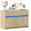 tv-bord med LED-lys 91x34x61 cm konstrueret træ sonoma-eg