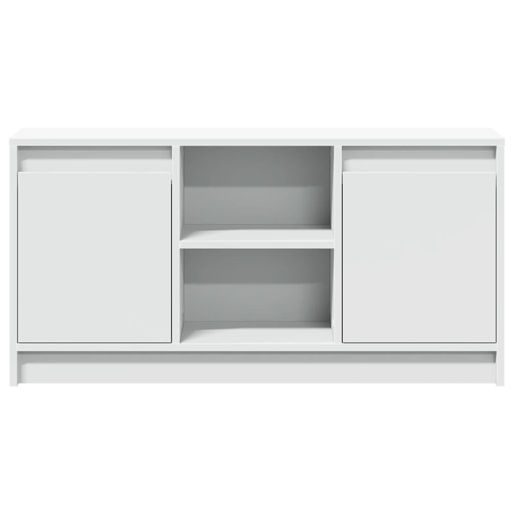 tv-bord med LED-lys 100x34x50 cm konstrueret træ hvid