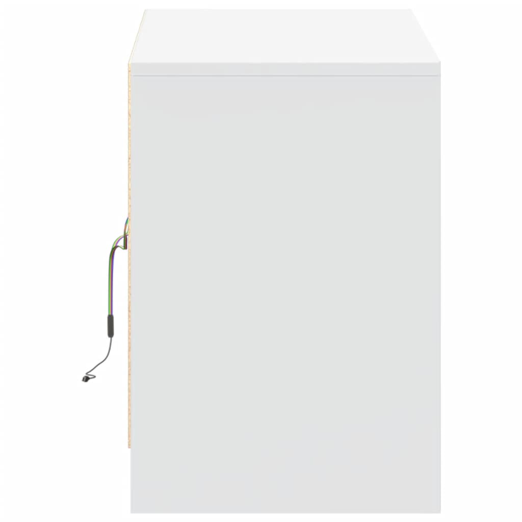 tv-bord med LED-lys 100x34x50 cm konstrueret træ hvid