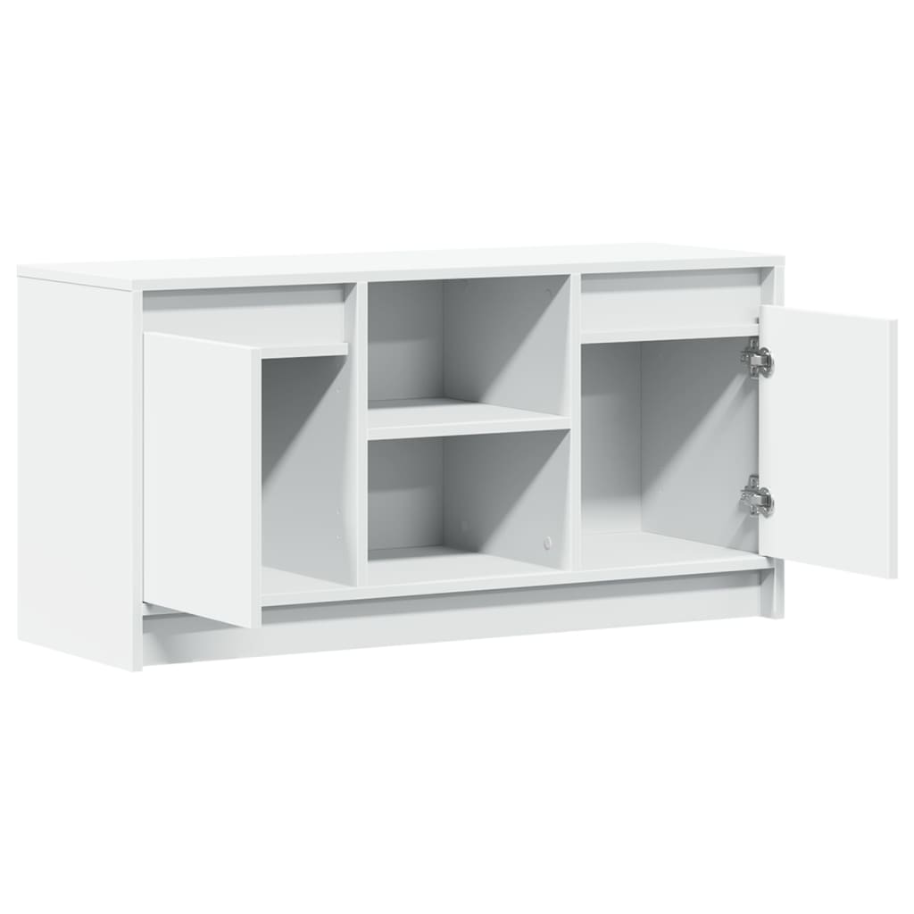 tv-bord med LED-lys 100x34x50 cm konstrueret træ hvid