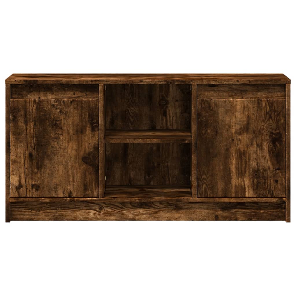 tv-bord m. LED-lys 100x34x50 cm konstrueret træ røget eg