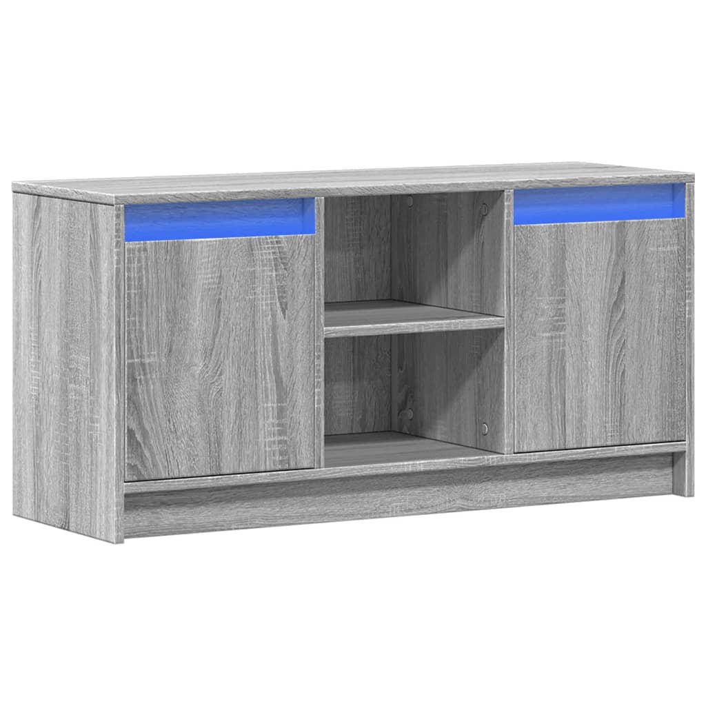tv-bord m. LED-lys 100x34x50 cm konstrueret træ grå sonoma-eg
