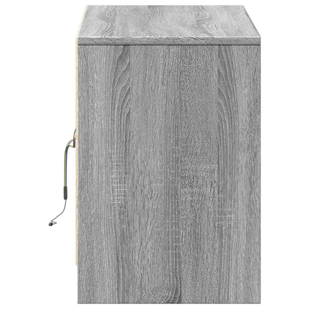 tv-bord m. LED-lys 100x34x50 cm konstrueret træ grå sonoma-eg