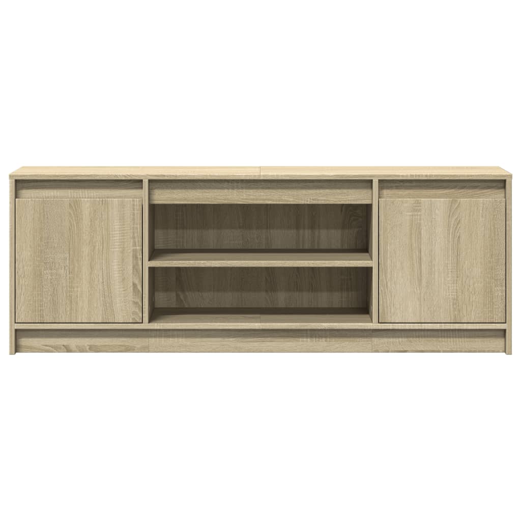 tv-bord med LED-lys 139,5x34x50 cm konstrueret træ sonoma-eg