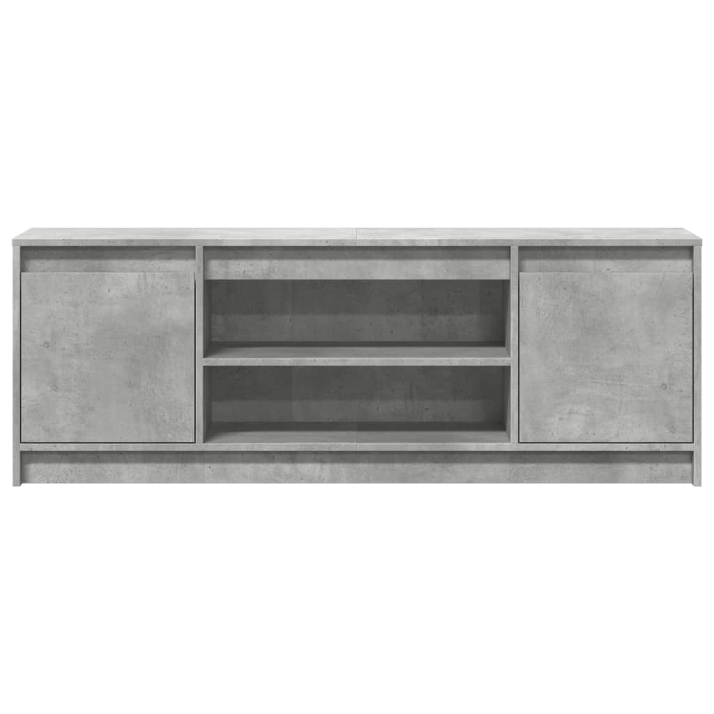 tv-bord med LED-lys 139,5x34x50 cm konstrueret træ betongrå