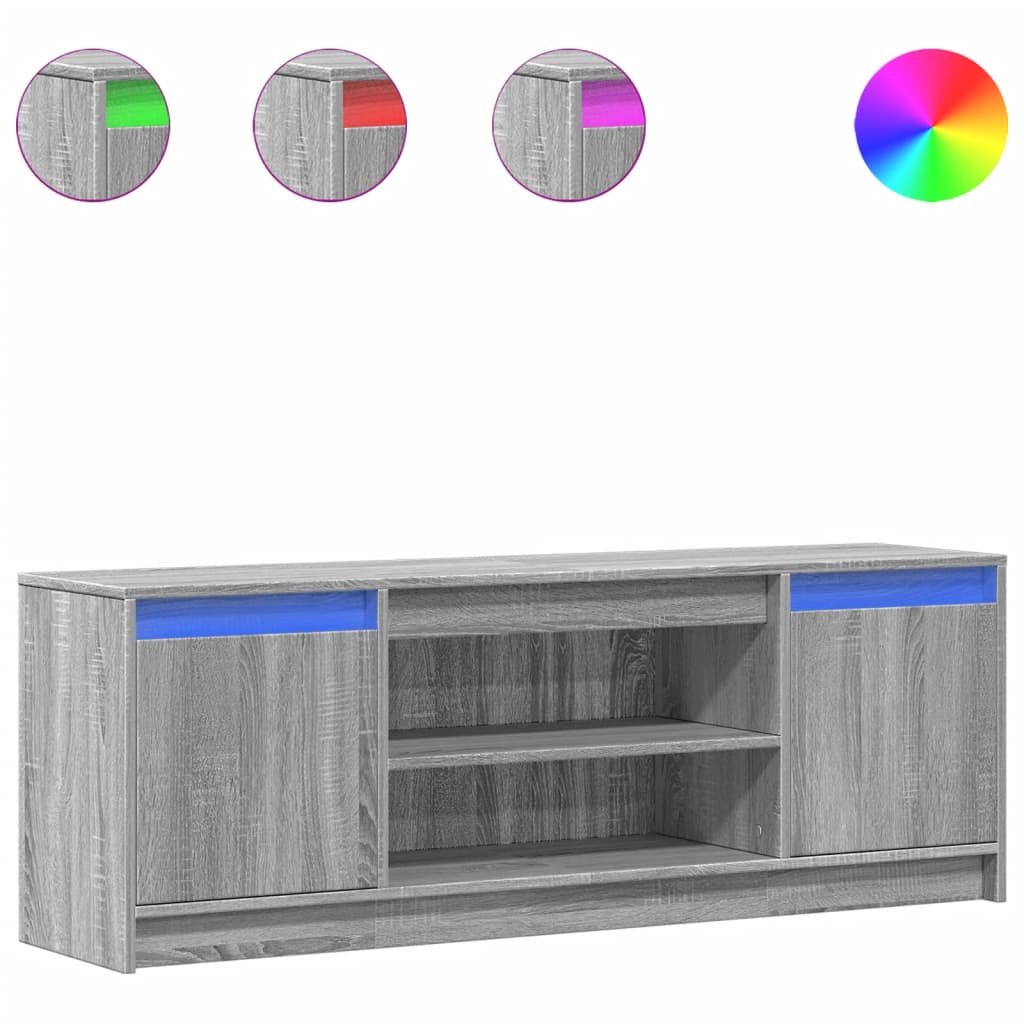 tv-bord m. LED-lys 139,5x34x50 cm konstrueret træ grå sonoma-eg