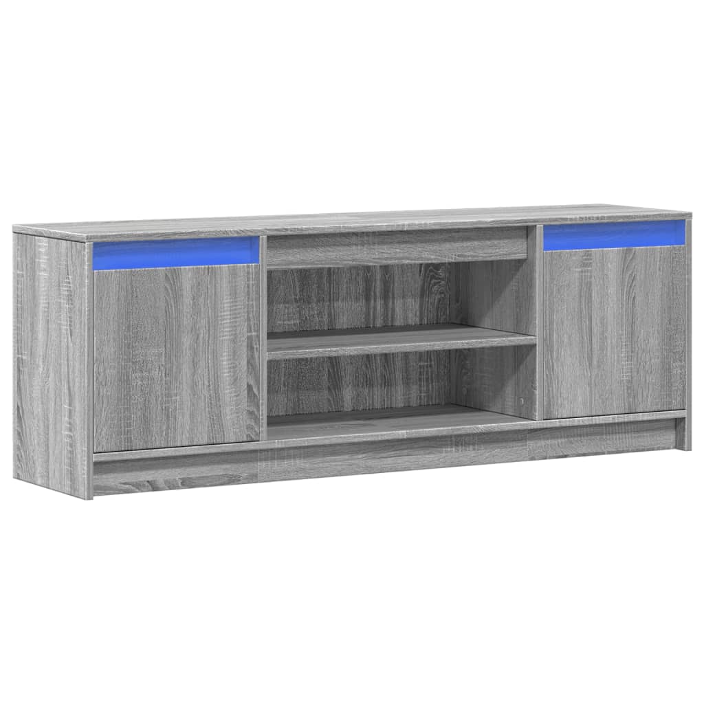 tv-bord m. LED-lys 139,5x34x50 cm konstrueret træ grå sonoma-eg