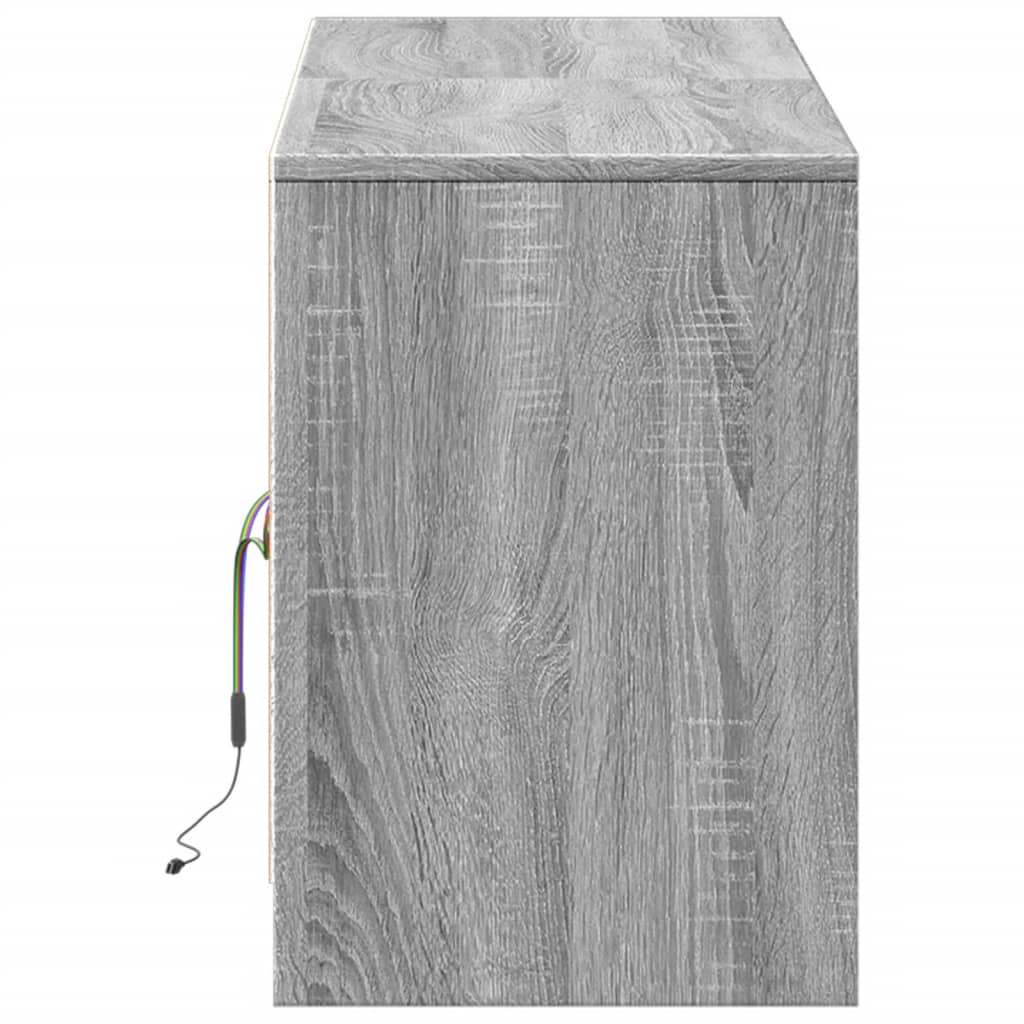 tv-bord m. LED-lys 139,5x34x50 cm konstrueret træ grå sonoma-eg