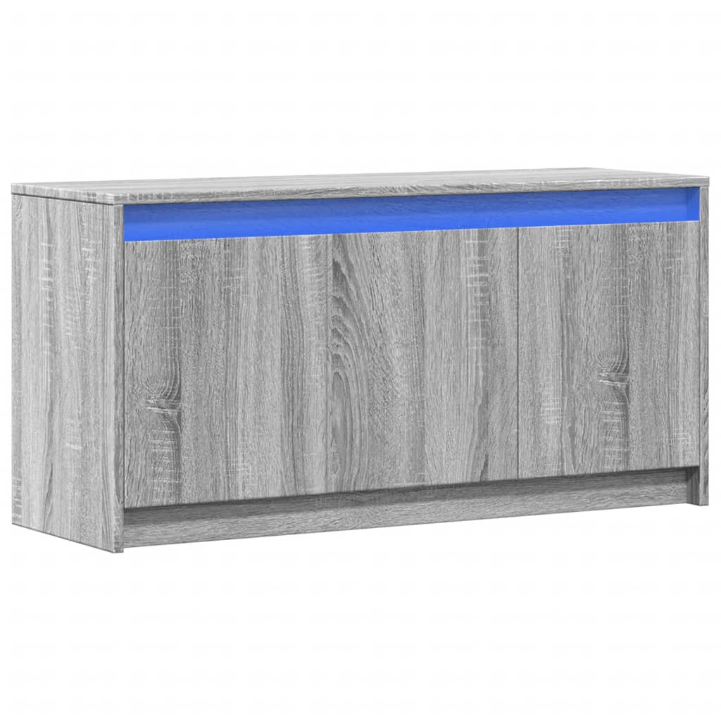 tv-bord m. LED-lys 100x34x50 cm konstrueret træ grå sonoma-eg