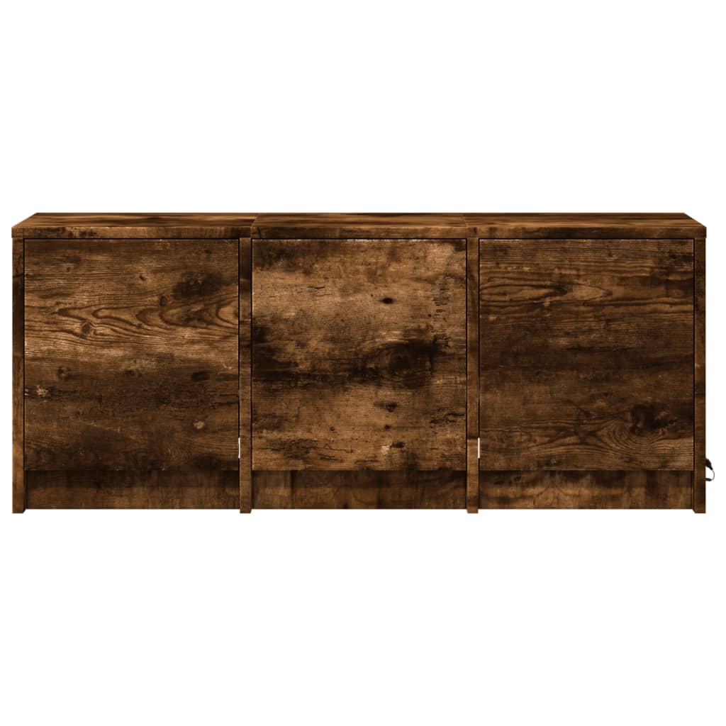 tv-bord m. LED-lys 97x34x40 cm konstrueret træ røget eg
