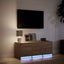 tv-bord m. LED-lys 97x34x40 cm konstrueret træ brunt eg
