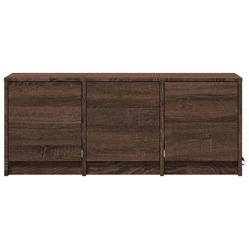 tv-bord m. LED-lys 97x34x40 cm konstrueret træ brunt eg