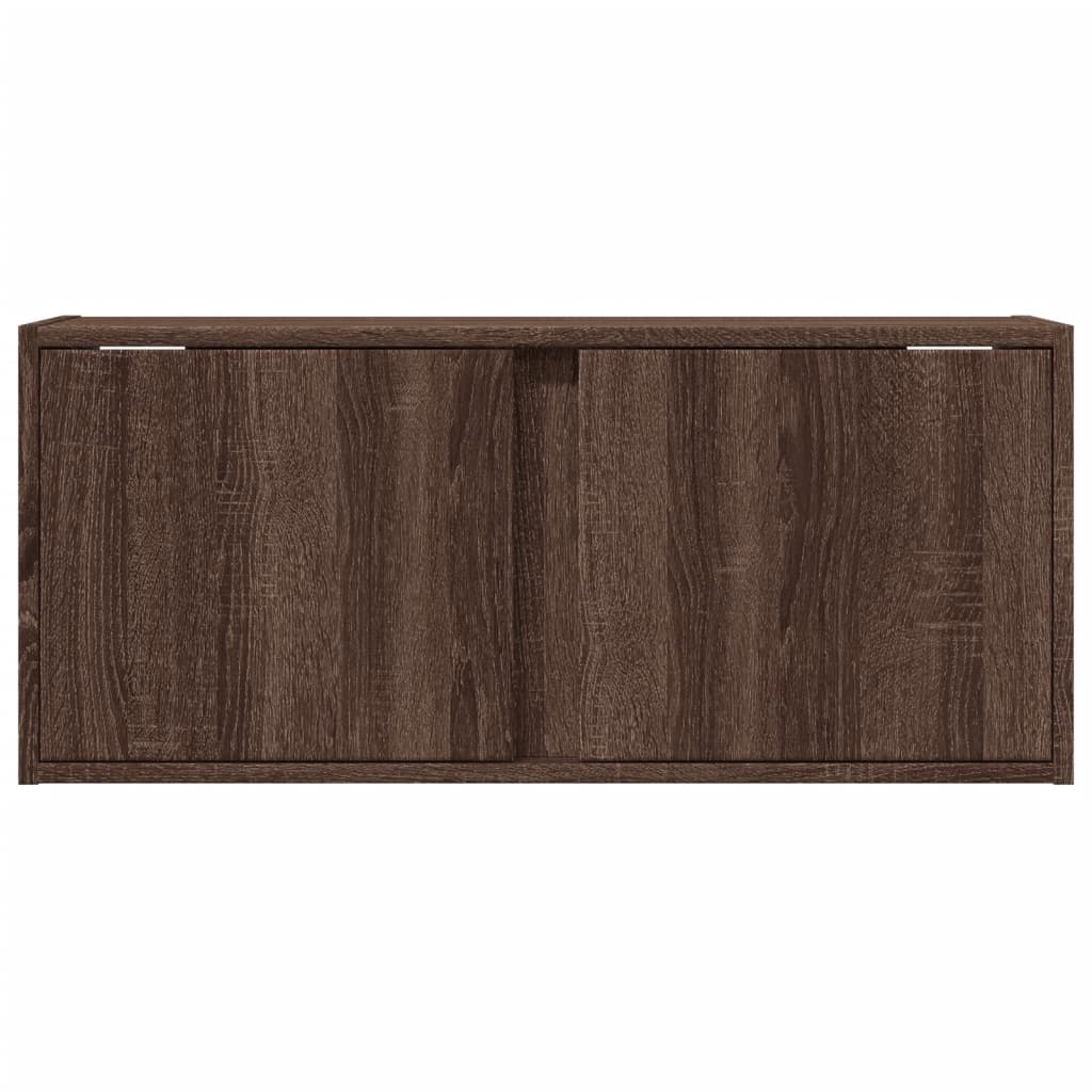 væghængt tv-bord med LED-lys 80x31x35 cm brun egetræsfarve