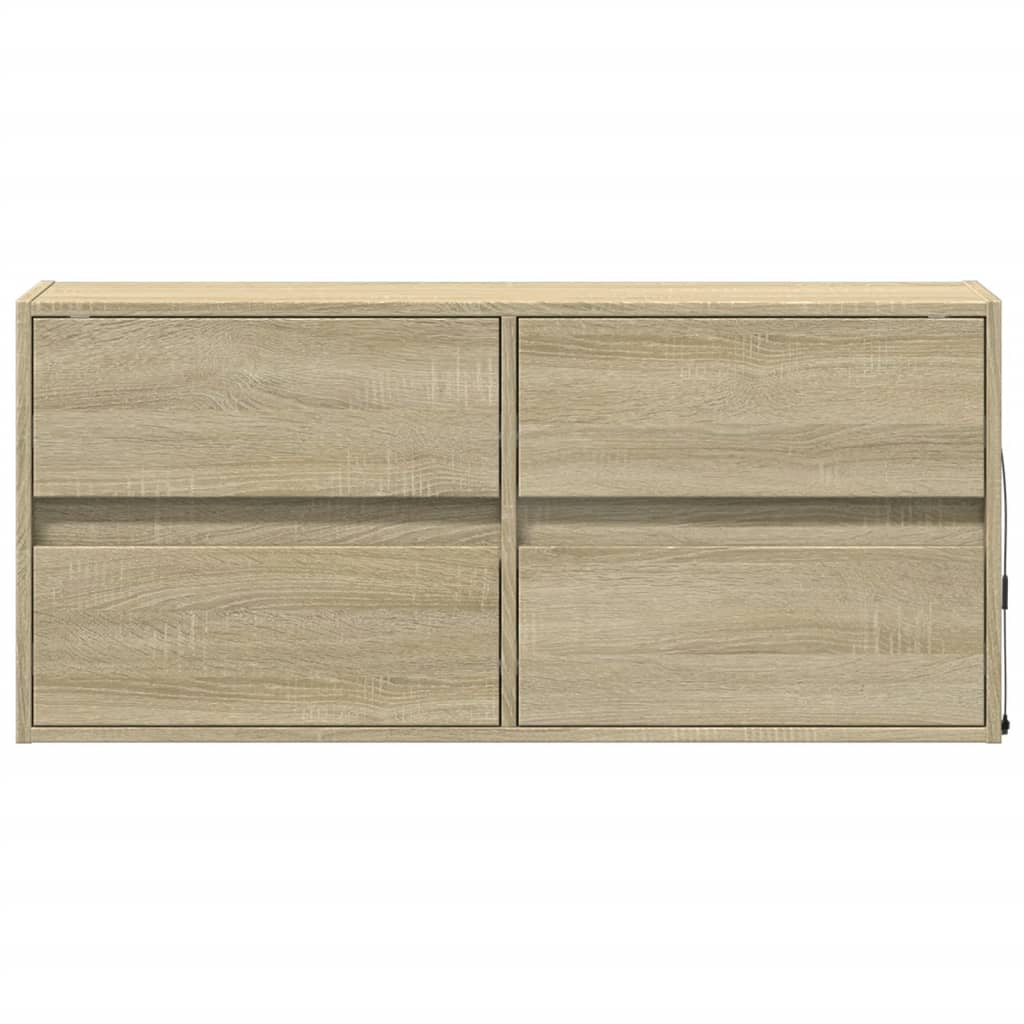 væghængt tv-bord med LED-lys 100x31x45 cm sonoma-eg