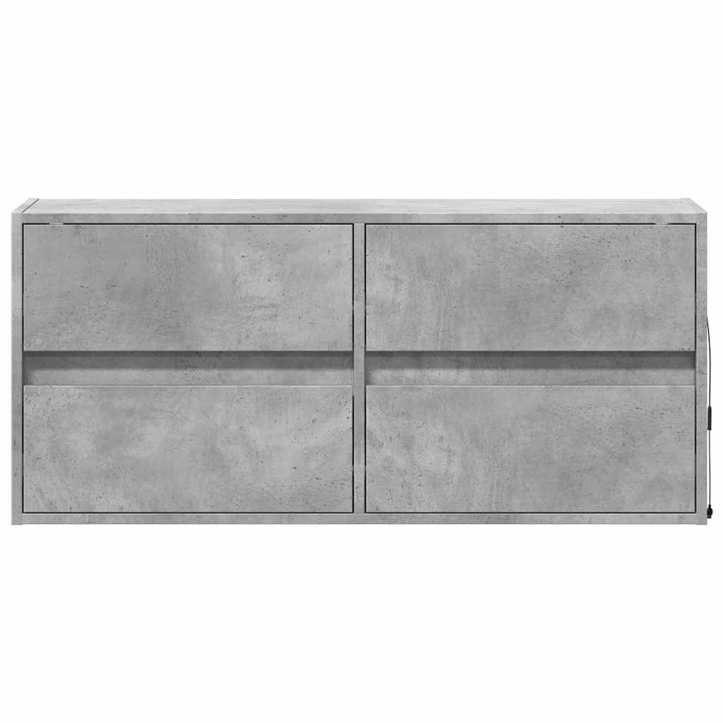 væghængt tv-bord med LED-lys 100x31x45 cm betongrå
