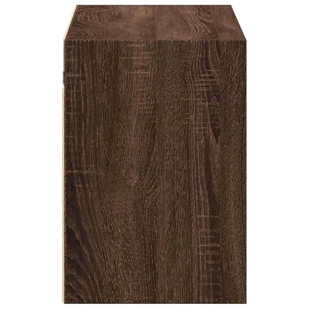 væghængt tv-bord med LED-lys 100x31x45 cm brun egetræsfarve