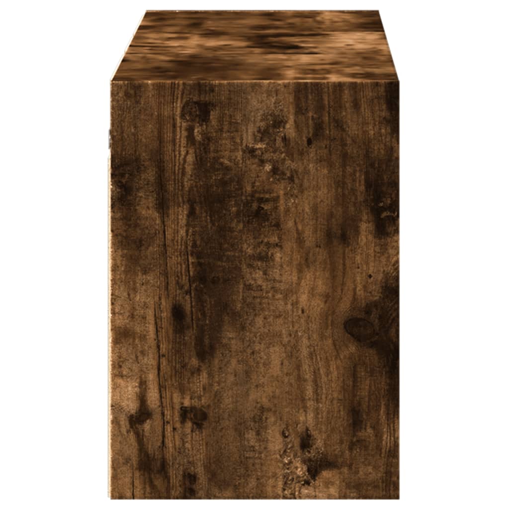 væghængt tv-bord med LED-lys 130x31x45 cm røget egetræsfarve